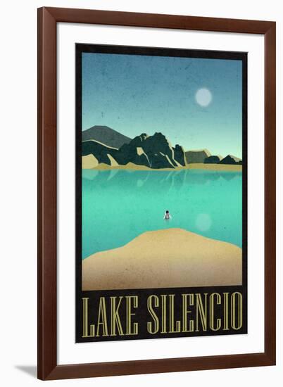 Lake Silencio Retro Travel-null-Framed Art Print