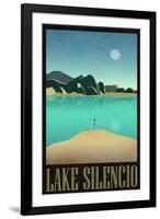 Lake Silencio Retro Travel-null-Framed Art Print