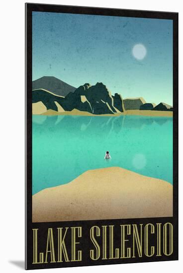 Lake Silencio Retro Travel-null-Mounted Art Print