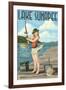 Lake Sunapee, New Hampshire - Pinup Girl Fishing-Lantern Press-Framed Art Print