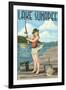 Lake Sunapee, New Hampshire - Pinup Girl Fishing-Lantern Press-Framed Art Print