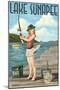 Lake Sunapee, New Hampshire - Pinup Girl Fishing-Lantern Press-Mounted Art Print