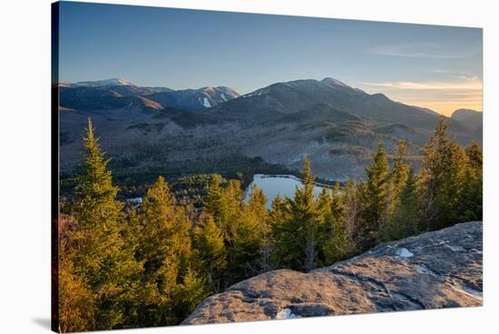 Lake surrounded by mountains, Heart Lake, Algonquin Peak, Adirondack Mountains State Park, New Y...-null-Stretched Canvas