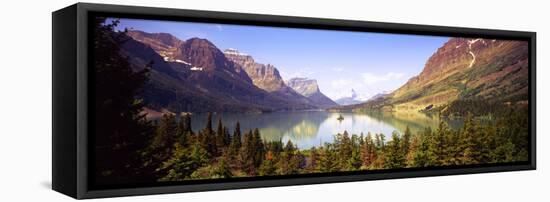 Lake Surrounded by Mountains, St. Mary Lake, Glacier National Park, Montana, USA-null-Framed Stretched Canvas