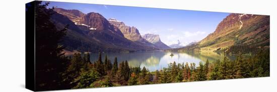 Lake Surrounded by Mountains, St. Mary Lake, Glacier National Park, Montana, USA-null-Stretched Canvas