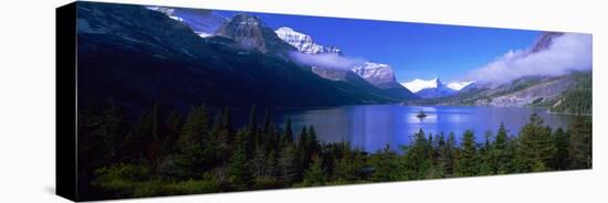 Lake Surrounded by Mountains, St. Mary Lake, Glacier National Park, Montana, USA-null-Stretched Canvas