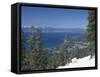 Lake Tahoe and Town on California and Nevada State Line, USA-Adam Swaine-Framed Stretched Canvas