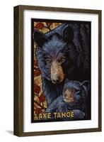 Lake Tahoe - Black Bears - Mosaic-Lantern Press-Framed Art Print