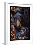 Lake Tahoe - Black Bears - Mosaic-Lantern Press-Framed Art Print