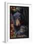 Lake Tahoe - Black Bears - Mosaic-Lantern Press-Framed Art Print