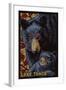 Lake Tahoe - Black Bears - Mosaic-Lantern Press-Framed Art Print