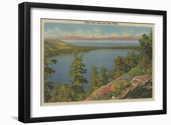 Lake Tahoe, CA - Fallen Leaf Lake and Lake Tahoe-Lantern Press-Framed Art Print