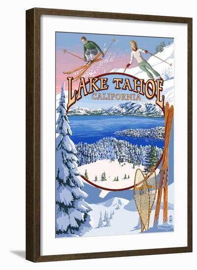 Lake Tahoe, CA Winter Views-Lantern Press-Framed Art Print