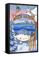 Lake Tahoe, CA Winter Views-Lantern Press-Framed Stretched Canvas