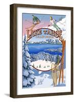 Lake Tahoe, CA Winter Views-Lantern Press-Framed Art Print