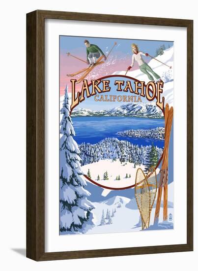 Lake Tahoe, CA Winter Views-Lantern Press-Framed Art Print