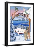 Lake Tahoe, CA Winter Views-Lantern Press-Framed Art Print