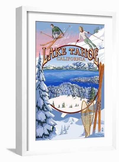 Lake Tahoe, CA Winter Views-Lantern Press-Framed Art Print