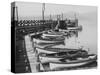 Lake Tahoe, CA - Wooden Boats along Dock Photo-Lantern Press-Stretched Canvas