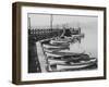 Lake Tahoe, CA - Wooden Boats along Dock Photo-Lantern Press-Framed Art Print