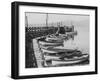 Lake Tahoe, CA - Wooden Boats along Dock Photo-Lantern Press-Framed Art Print