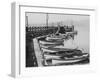 Lake Tahoe, CA - Wooden Boats along Dock Photo-Lantern Press-Framed Art Print