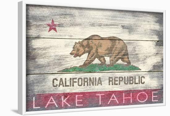 Lake Tahoe, California - Barnwood State Flag-Lantern Press-Framed Art Print