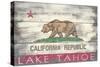 Lake Tahoe, California - Barnwood State Flag-Lantern Press-Stretched Canvas