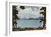 Lake Tahoe, California - Glenbrook, Lake View Through the Pines-Lantern Press-Framed Art Print