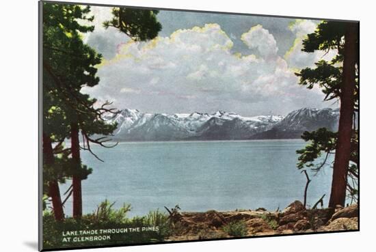 Lake Tahoe, California - Glenbrook, Lake View Through the Pines-Lantern Press-Mounted Art Print