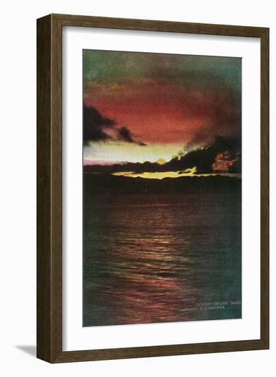 Lake Tahoe, California - Glenbrook, Sunset Scene on the Lake-Lantern Press-Framed Art Print