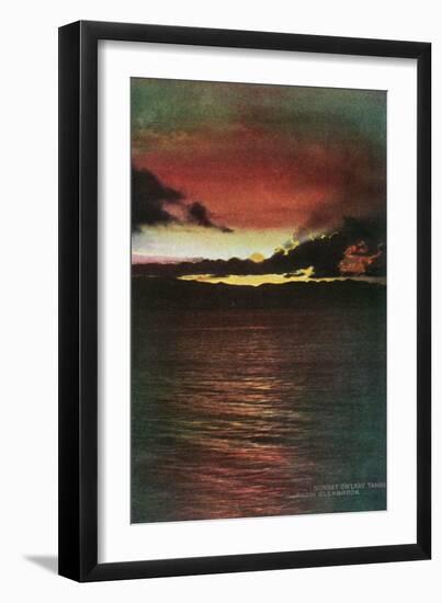 Lake Tahoe, California - Glenbrook, Sunset Scene on the Lake-Lantern Press-Framed Art Print