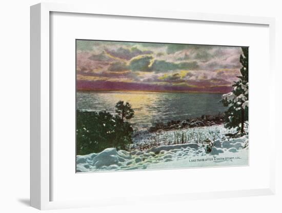 Lake Tahoe, California - Lake after a Snow Storm-Lantern Press-Framed Art Print