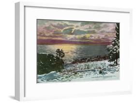 Lake Tahoe, California - Lake after a Snow Storm-Lantern Press-Framed Art Print