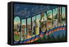 Lake Tahoe, California - Large Letter Scenes-Lantern Press-Framed Stretched Canvas