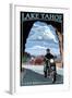 Lake Tahoe, California - Motorcycle Scene-Lantern Press-Framed Art Print