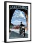 Lake Tahoe, California - Motorcycle Scene-Lantern Press-Framed Art Print