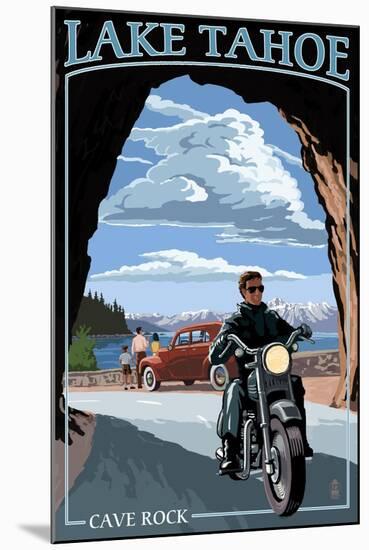 Lake Tahoe, California - Motorcycle Scene-Lantern Press-Mounted Art Print