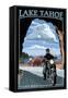 Lake Tahoe, California - Motorcycle Scene-Lantern Press-Framed Stretched Canvas