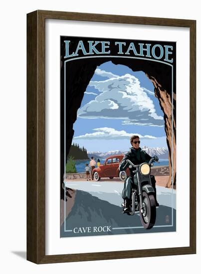 Lake Tahoe, California - Motorcycle Scene-Lantern Press-Framed Art Print