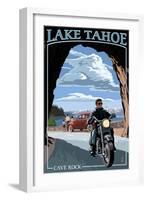 Lake Tahoe, California - Motorcycle Scene-Lantern Press-Framed Art Print