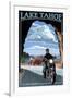 Lake Tahoe, California - Motorcycle Scene-Lantern Press-Framed Art Print