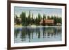 Lake Tahoe, California - Steamer Tahoe View of Tahoe Tavern, Casino-Lantern Press-Framed Premium Giclee Print