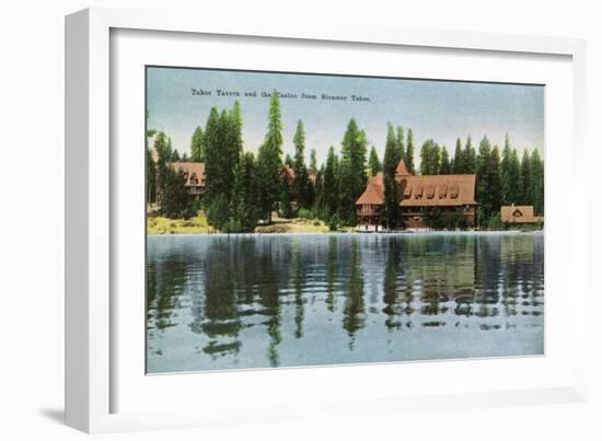 Lake Tahoe, California - Steamer Tahoe View of Tahoe Tavern, Casino-Lantern Press-Framed Art Print