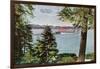 Lake Tahoe, California - Tahoe Tavern View of Lake and Tahoe Steamer-Lantern Press-Framed Art Print