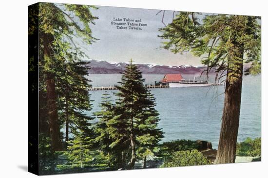 Lake Tahoe, California - Tahoe Tavern View of Lake and Tahoe Steamer-Lantern Press-Stretched Canvas