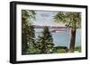 Lake Tahoe, California - Tahoe Tavern View of Lake and Tahoe Steamer-Lantern Press-Framed Art Print