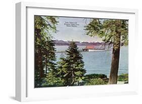 Lake Tahoe, California - Tahoe Tavern View of Lake and Tahoe Steamer-Lantern Press-Framed Art Print