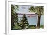 Lake Tahoe, California - Tahoe Tavern View of Lake and Tahoe Steamer-Lantern Press-Framed Art Print