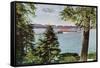 Lake Tahoe, California - Tahoe Tavern View of Lake and Tahoe Steamer-Lantern Press-Framed Stretched Canvas